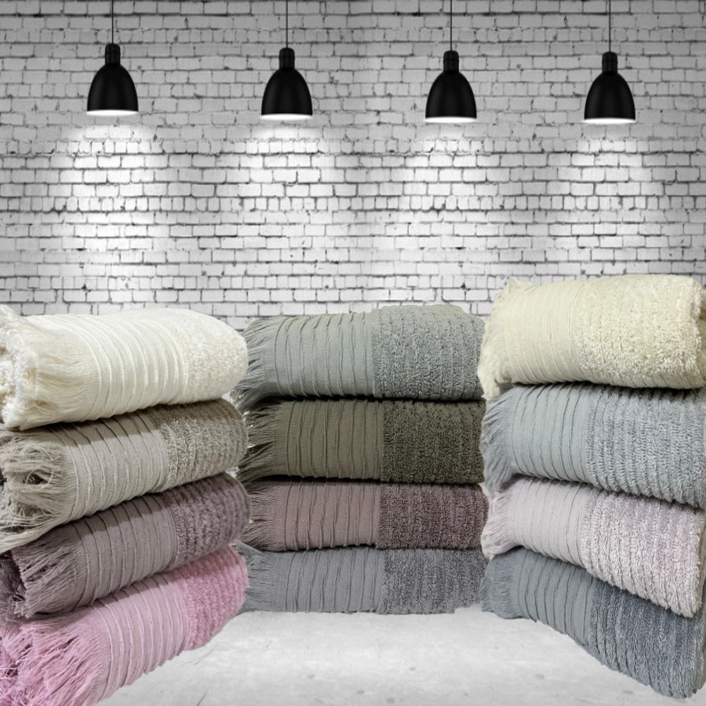 Saçaklı El Havlusu 50x90 Dalga Desenli (SET 1)